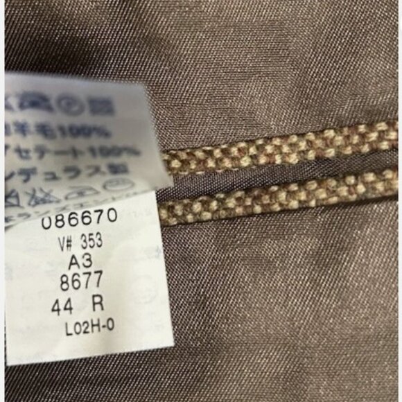 Lands End Blazer 44R Men's Herringbone Tweed Lambswool Lined Pockets Tan Beige - Picture 10 of 11